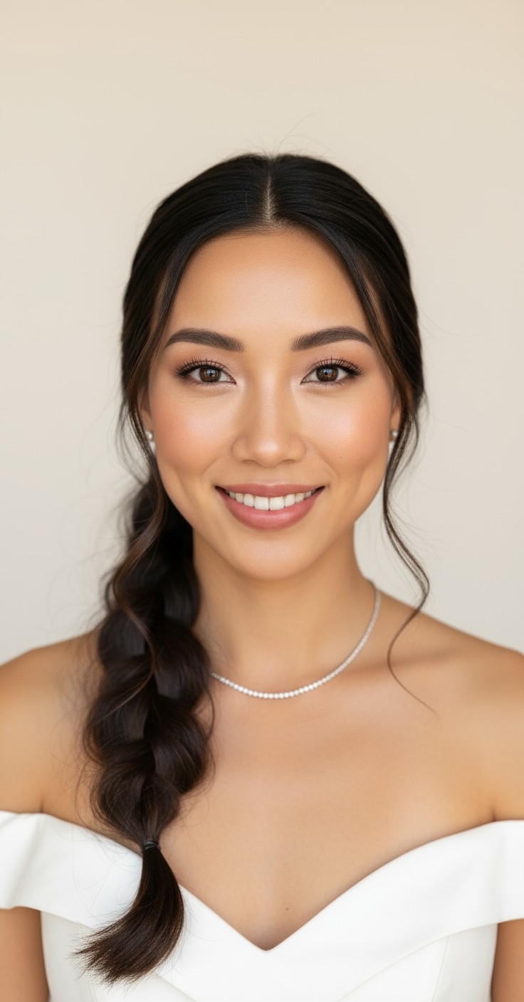 After Waterfall Braid Wedding Hairstyle